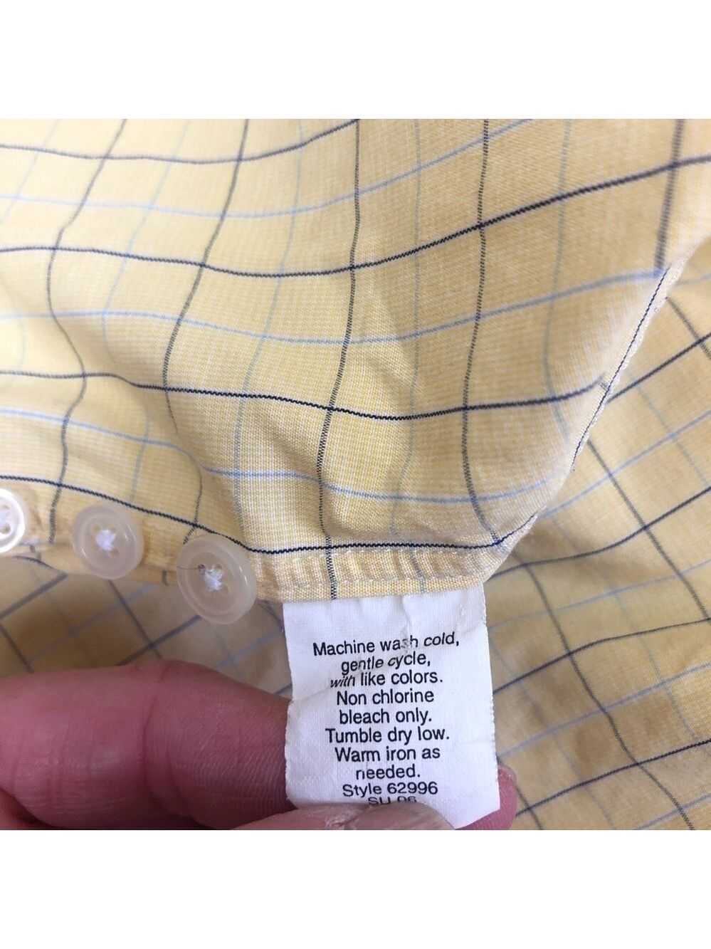 J Crew Men's Large 16-16.5 Yellow Plaid Long Sleeved Button Front Dress … - Picture 11 of 12